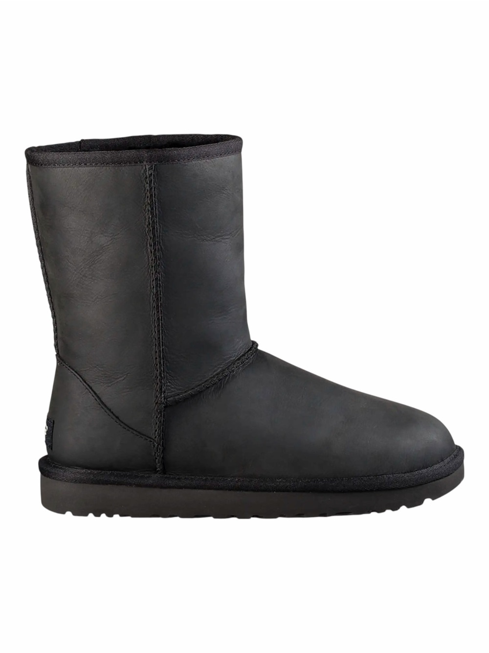 UGG – Classic Short Leather Boots – Water-Resistant Black – Sz. 10